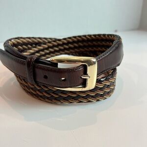 Brighton Men’s Braided Leather Belt with Gold Toned Buckle Size 36